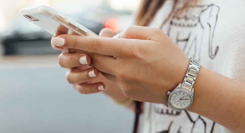 Hand holding a mobile phone